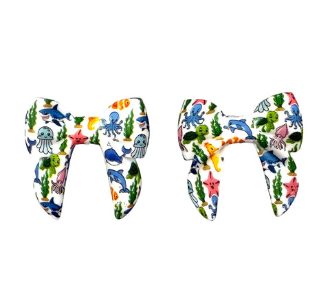 Sea Animal Print Bow Silicone Focal Beads