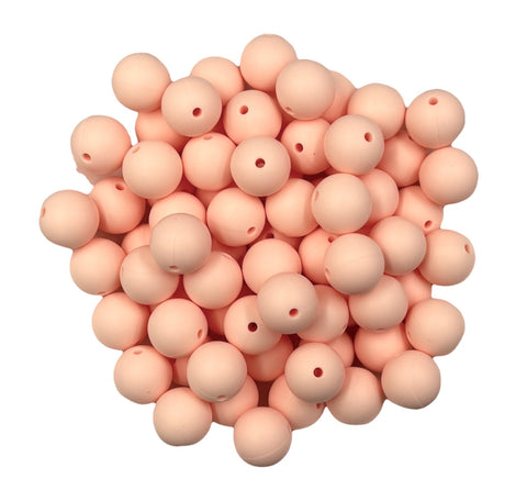 15mm Pale Pinky Peach Silicone Beads