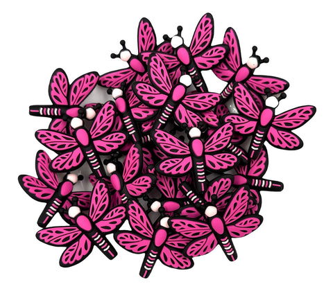 Hot Pink Dragonfly Silicone Focal Beads