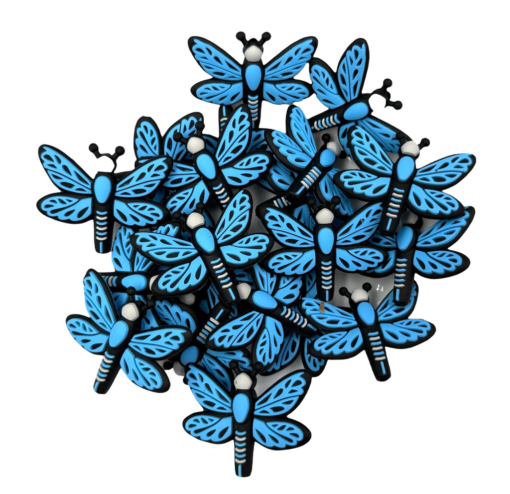 Sky Blue Dragonfly Silicone Focal Beads