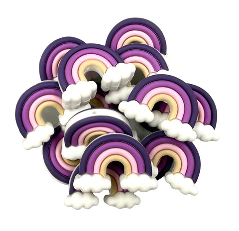 3D Rainbow Cloud Silicone Focal Beads--Purple