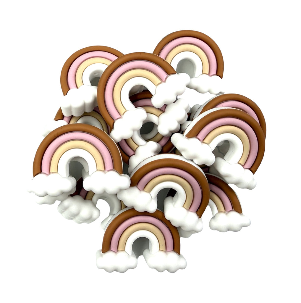 3D Rainbow Cloud Silicone Focal Beads--Brown