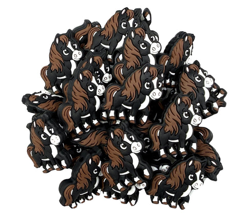 Black Horse Silicone Focal Beads