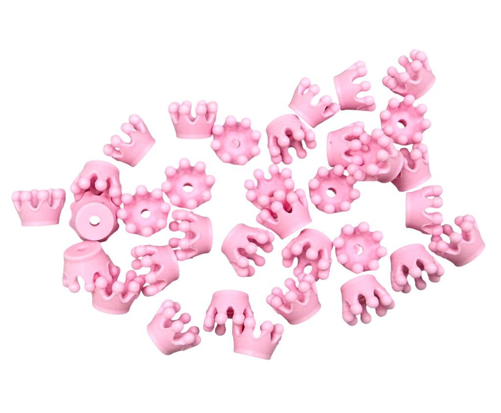 Baby Pink 3D Crown Silicone Beads