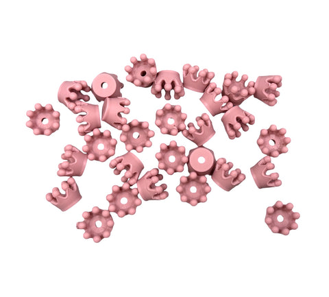 Dusty Rose 3D Crown Silicone Beads
