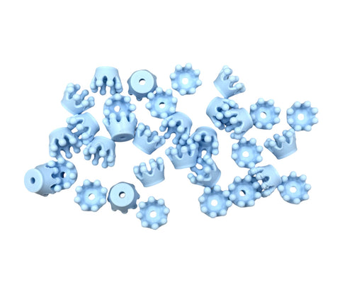 Baby Blue 3D Crown Silicone Beads