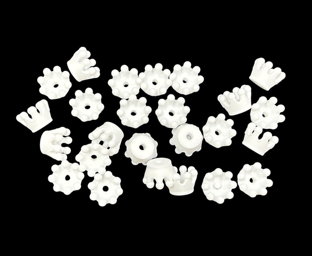 White 3D Crown Silicone Beads