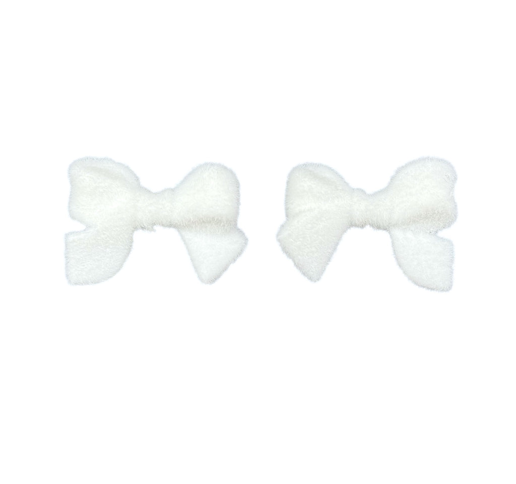 White Velvet Acrylic Bow Beads