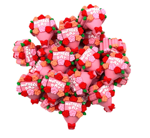 3D Mother's Day Flower Bouquet Silicone Focal Beads