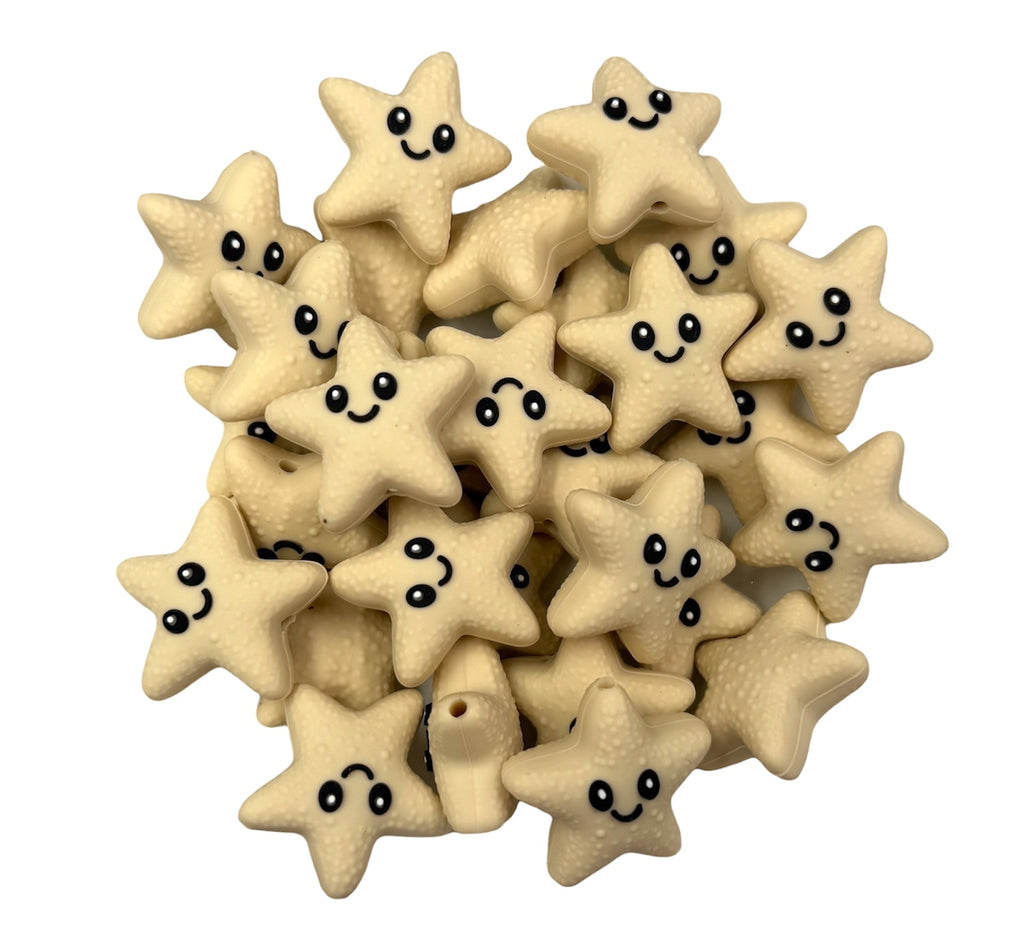 Beige 3D Starfish Silicone Focal Beads