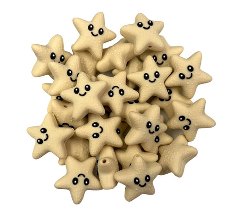 Beige 3D Starfish Silicone Focal Beads