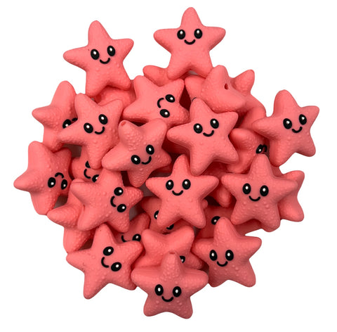 Salmon Rose 3D Starfish Silicone Focal Beads