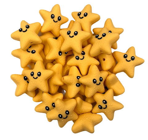 Golden Yellow 3D Starfish Silicone Focal Beads
