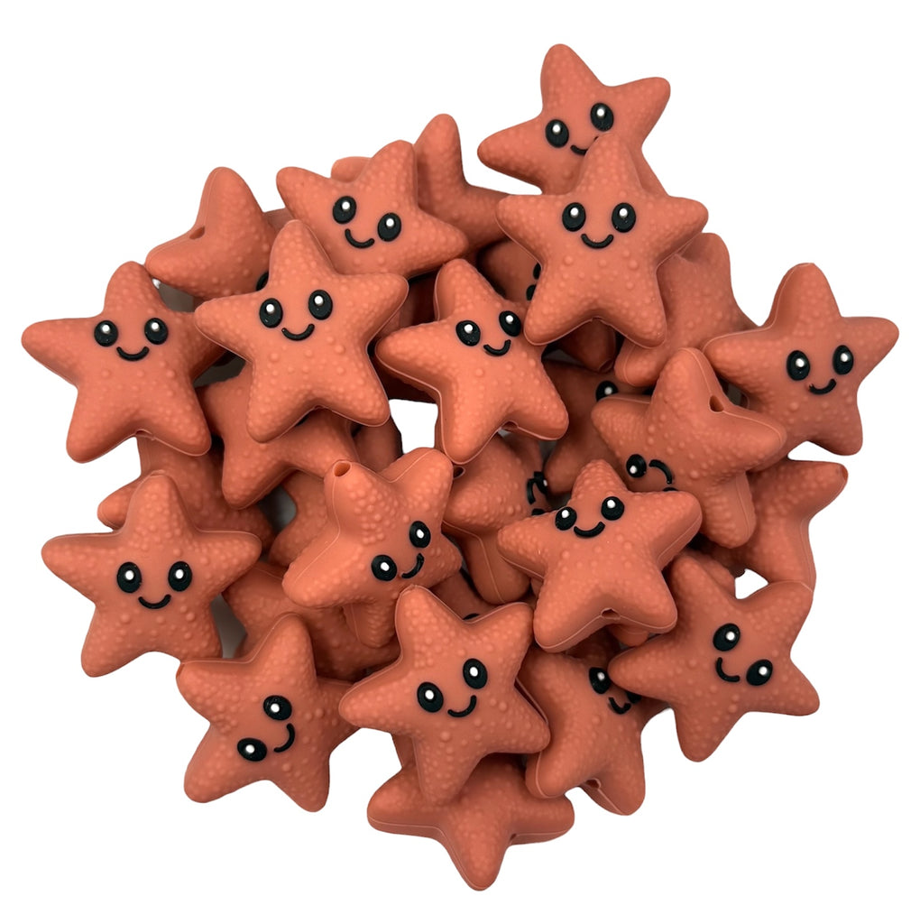Maroon 3D Starfish Silicone Focal Beads