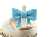 Blue 3D Silicone Bow Focal Bead Straw Topper