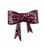 Pink Leopard Glitter Glossy 3D Silicone Bow Focal Bead Straw Topper