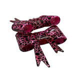 Pink Leopard Glitter Glossy 3D Silicone Bow Focal Bead Straw Topper