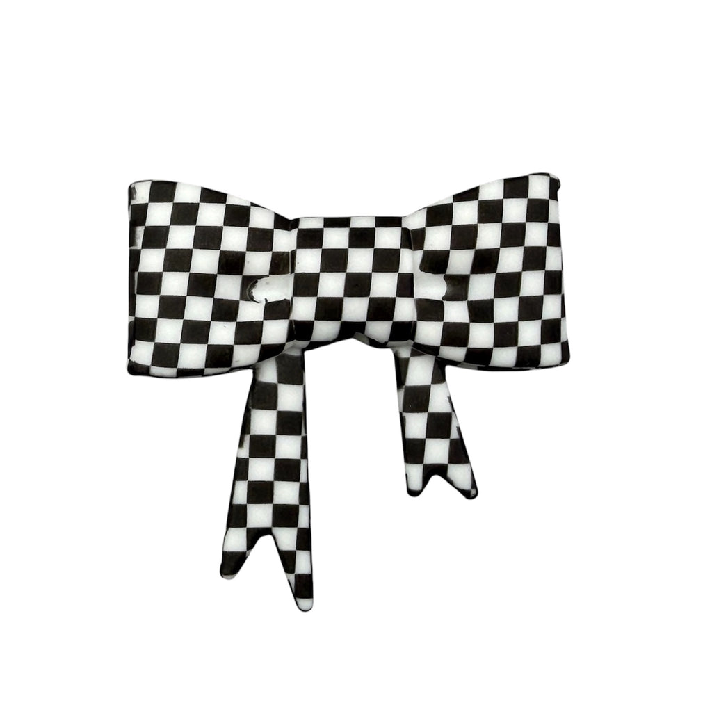 Black & White 3D Silicone Bow Focal Bead Straw Topper
