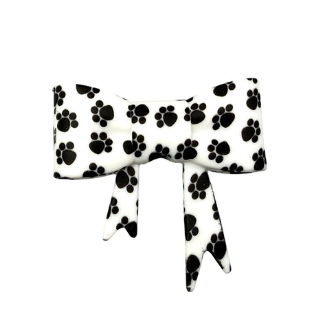 Paw Print 3D Silicone Bow Focal Bead Straw Topper