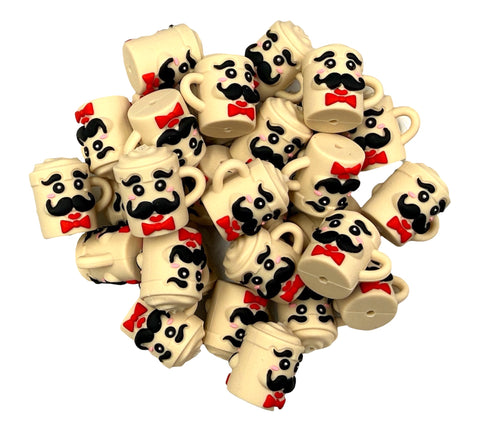 3D Mustache Coffee Mug Father's Day Silicone Focal Beads