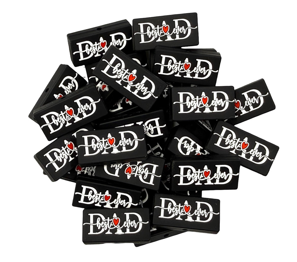 Best Dad Ever Silicone Focal Beads--Black
