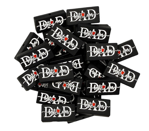 Best Dad Ever Silicone Focal Beads--Black