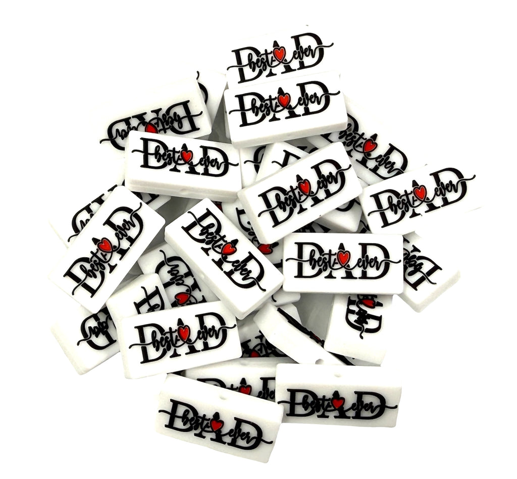 Best Dad Ever Silicone Focal Beads--White