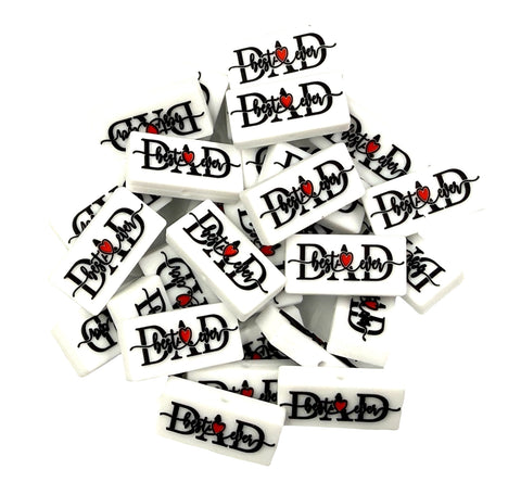 Best Dad Ever Silicone Focal Beads--White