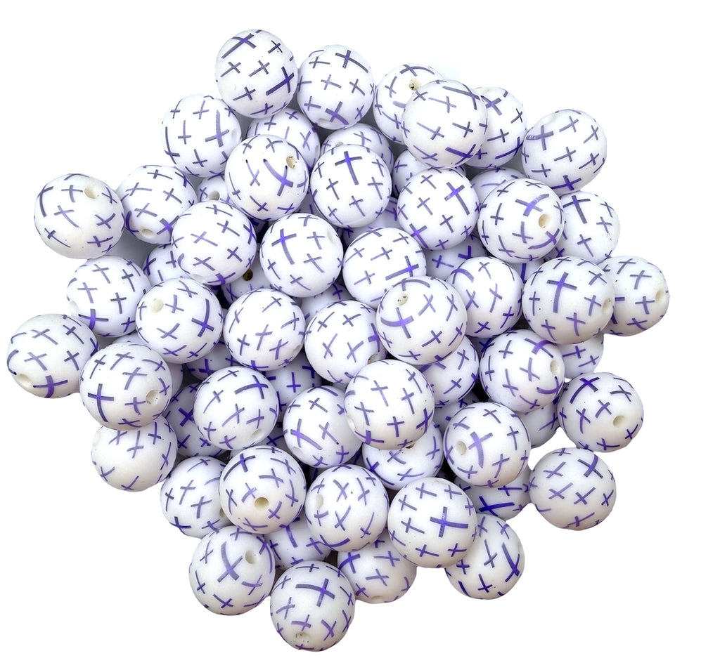 Purple Cross Silicone Beads-15mm