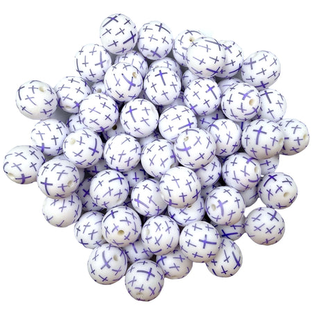 Purple Cross Silicone Beads-15mm