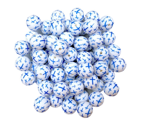 Sky Blue Cross Silicone Beads-15mm
