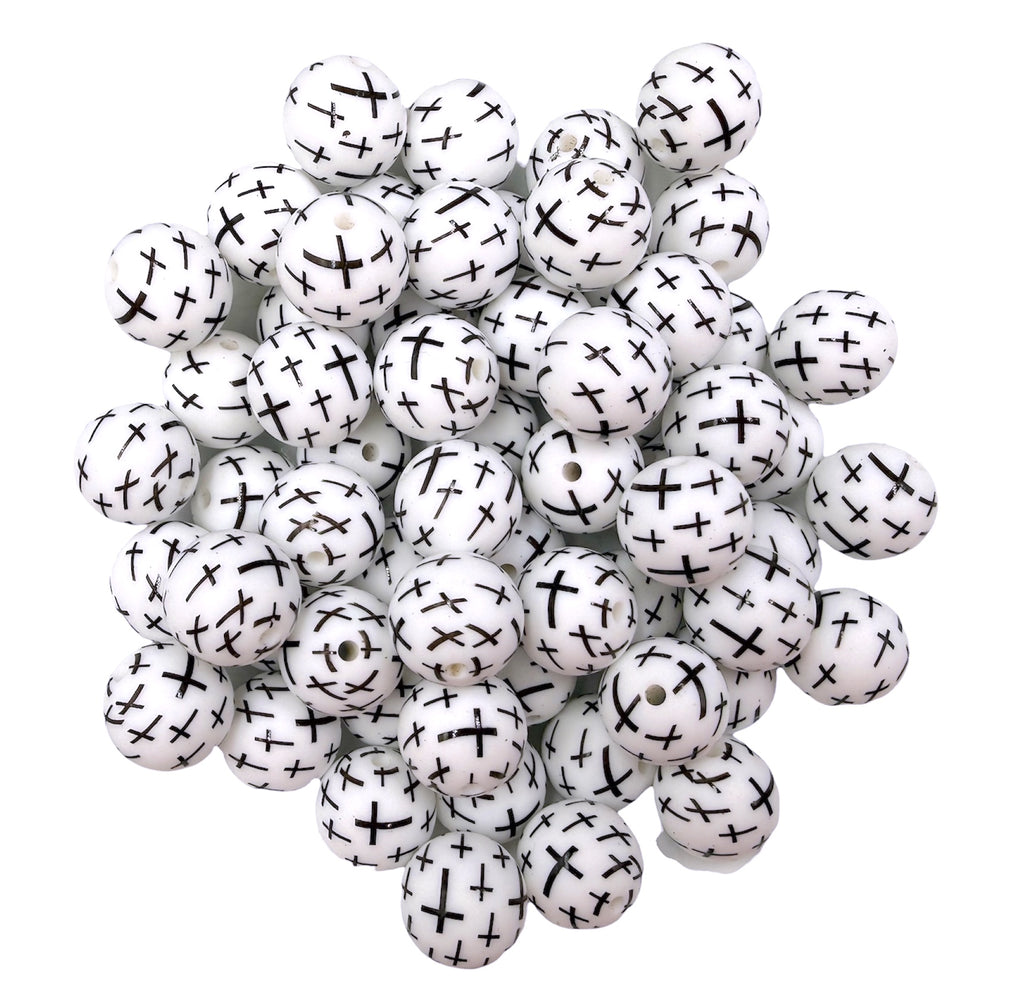 Black Cross Silicone Beads-15mm