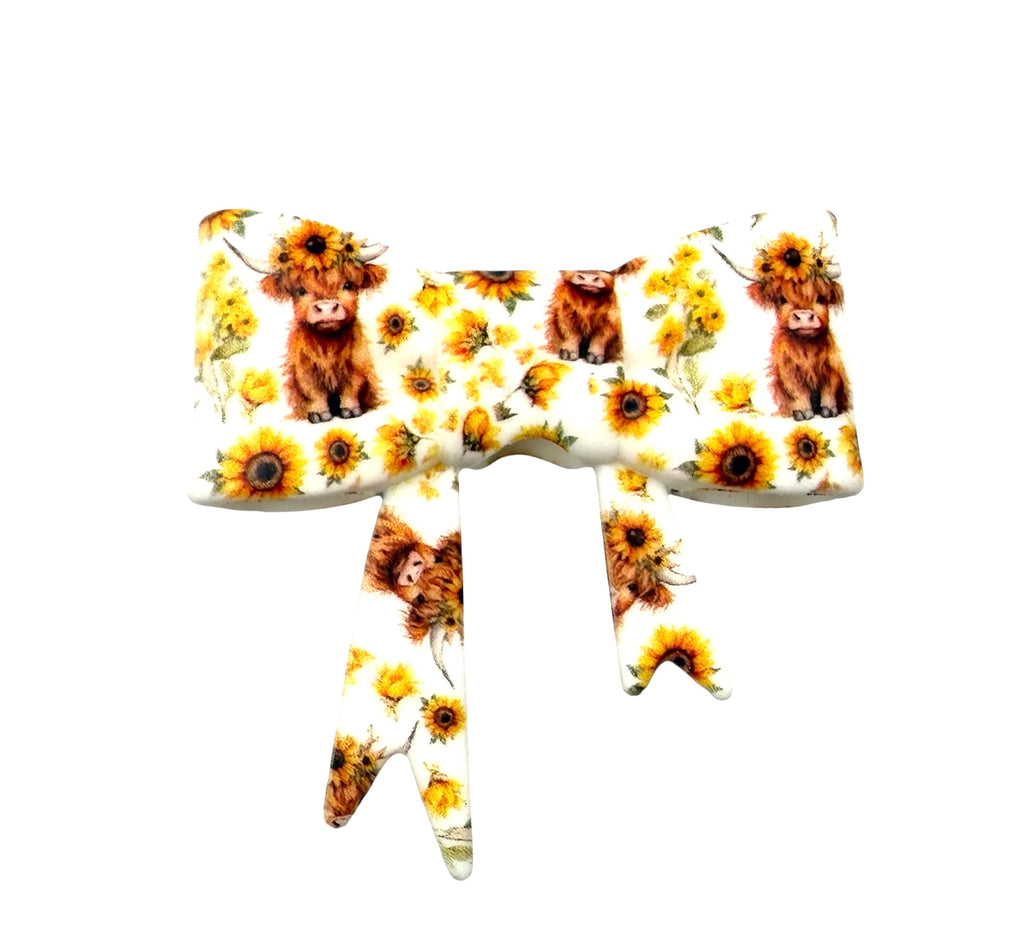 Cows & Sunflowers 3D Silicone Bow Focal Bead Straw Topper