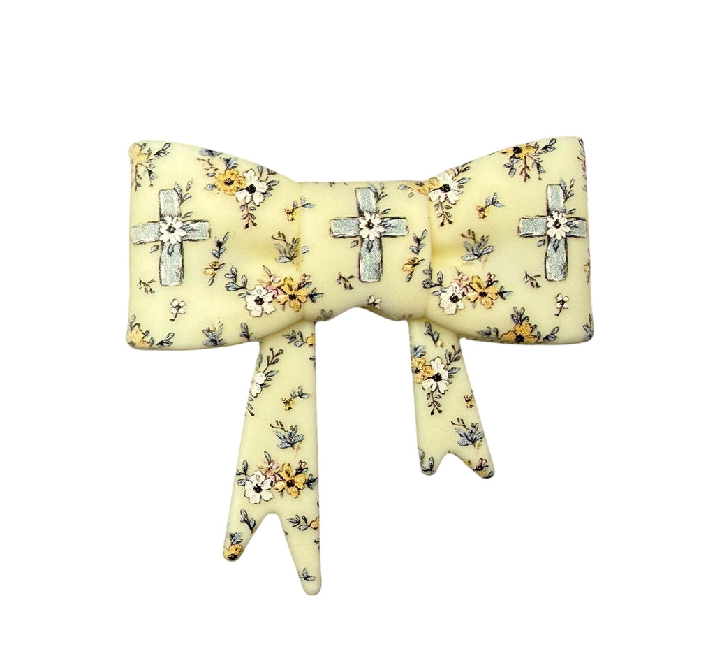 Cross & Flowers 3D Silicone Bow Focal Bead Straw Topper