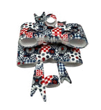 Red White & Blue Flowers 3D Silicone Bow Focal Bead Straw Topper