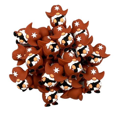 3D Western Sheriff Gnome Silicone Focal Beads