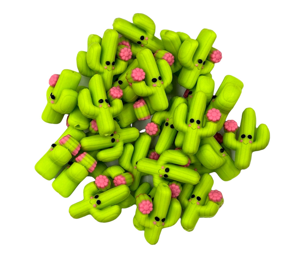 3D Flowering Cactus Silicone Focal Beads