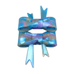 Blue Swirl Glitter 3D Silicone Bow Focal Bead Straw Topper