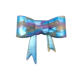 Blue Swirl Glitter 3D Silicone Bow Focal Bead Straw Topper