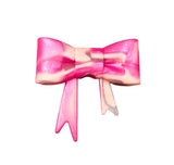 Pink Swirl Glitter 3D Silicone Bow Focal Bead Straw Topper