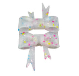 Confetti Glitter 3D Silicone Bow Focal Bead Straw Topper