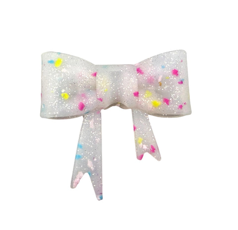 Confetti Glitter 3D Silicone Bow Focal Bead Straw Topper