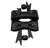 Black Glitter 3D Silicone Bow Focal Bead Straw Topper