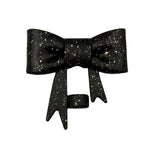 Black Glitter 3D Silicone Bow Focal Bead Straw Topper