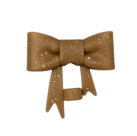 Brown Glitter 3D Silicone Bow Focal Bead Straw Topper