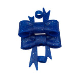 Royal Blue Glitter 3D Silicone Bow Focal Bead Straw Topper