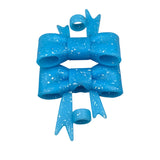 Sky Blue Glitter 3D Silicone Bow Focal Bead Straw Topper