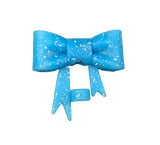 Sky Blue Glitter 3D Silicone Bow Focal Bead Straw Topper