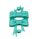 Turquoise Glitter 3D Silicone Bow Focal Bead Straw Topper