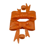 Orange Glitter 3D Silicone Bow Focal Bead Straw Topper